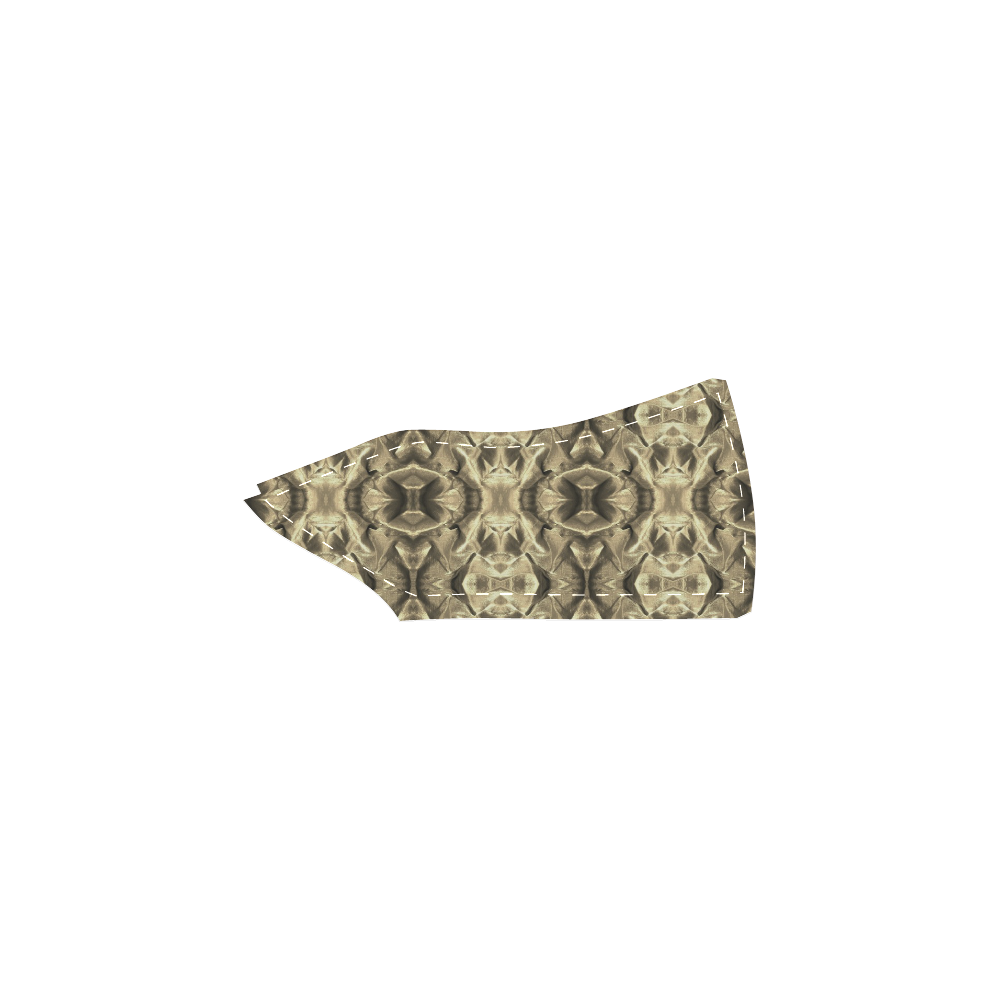 Gold Fabric Pattern Design Women's Slip-on Canvas Shoes (Model 019)