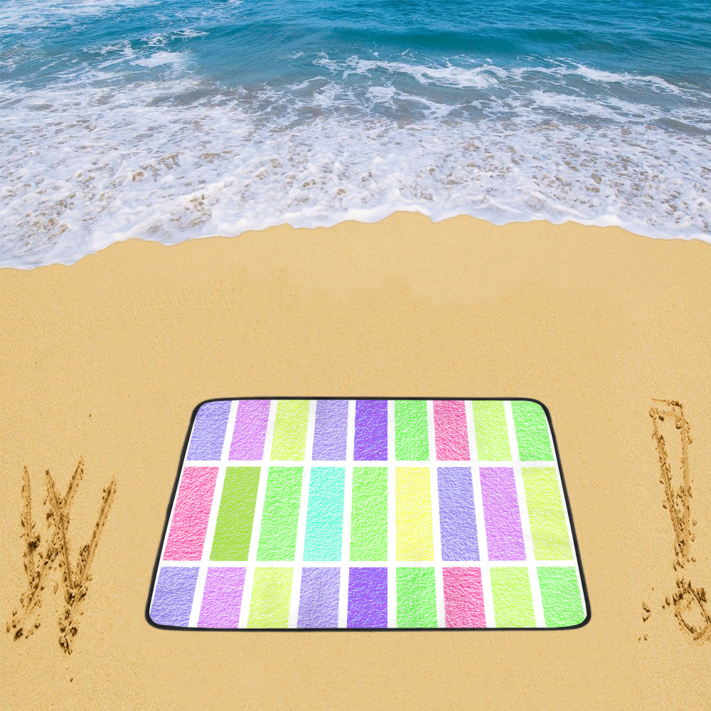 Pastel rectangles Beach Mat 78"x 60"