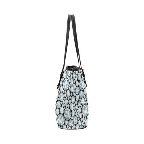 Luxurious white Diamond Pattern Leather Tote Bag/Large (Model 1651)