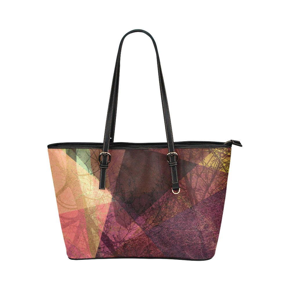 Colorful Pink Purple PATTERN GARDEN NO5L-Design-2_ Leather Tote Bag/Small (Model 1651)