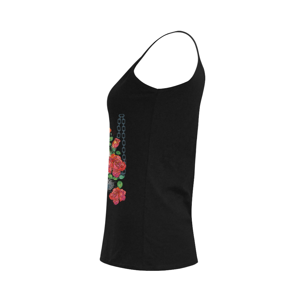 watercolor skull and roses Women's Spaghetti Top (USA Size) (Model T34)