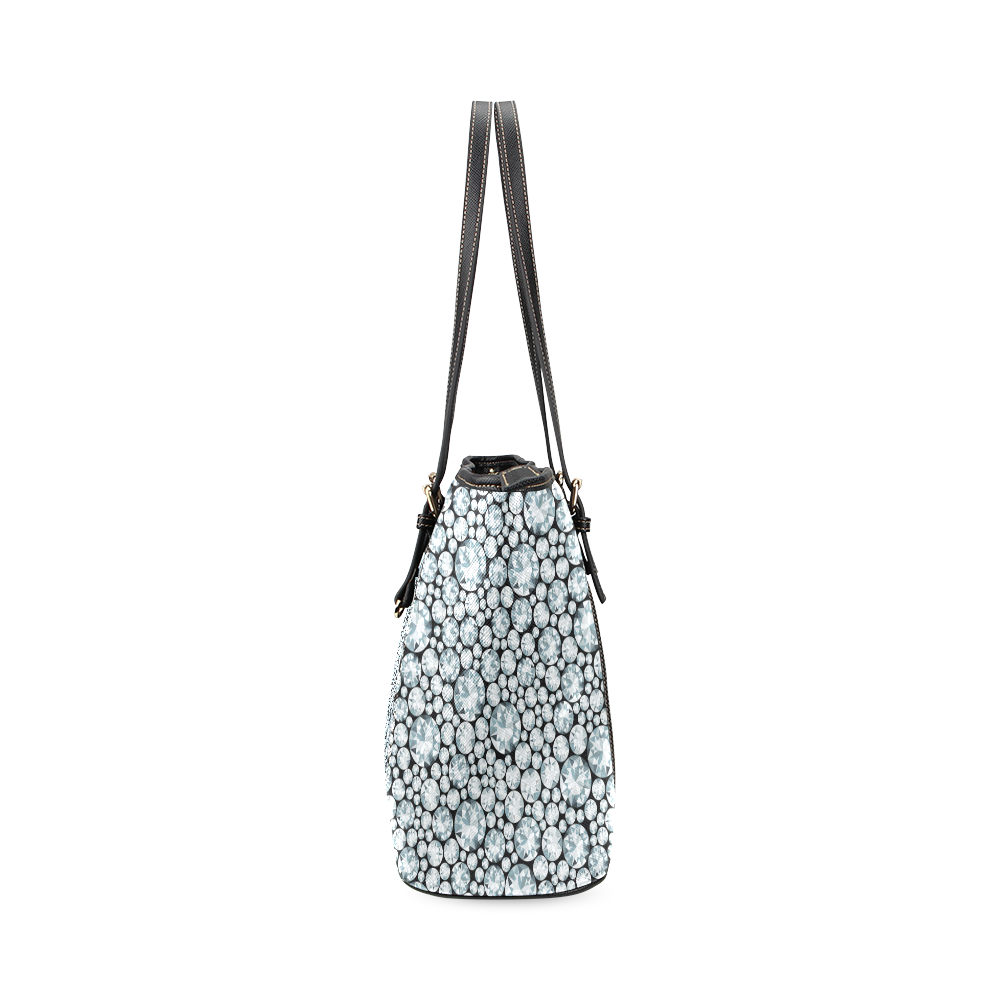 Luxurious white Diamond Pattern Leather Tote Bag/Large (Model 1640)