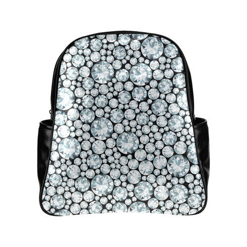 Luxurious white Diamond Pattern Multi-Pockets Backpack (Model 1636)