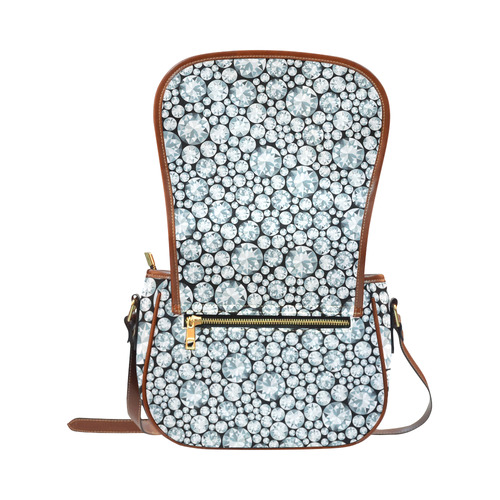 Luxurious white Diamond Pattern Saddle Bag/Small (Model 1649) Full Customization