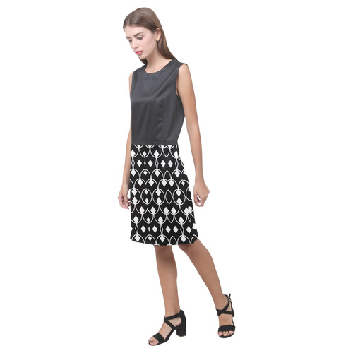 black and white Pattern 4416 Eos Women's Sleeveless Dress (Model D01)