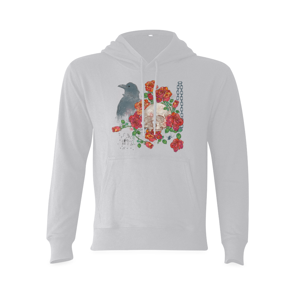 watercolor skull and roses Oceanus Hoodie Sweatshirt (Model H03)