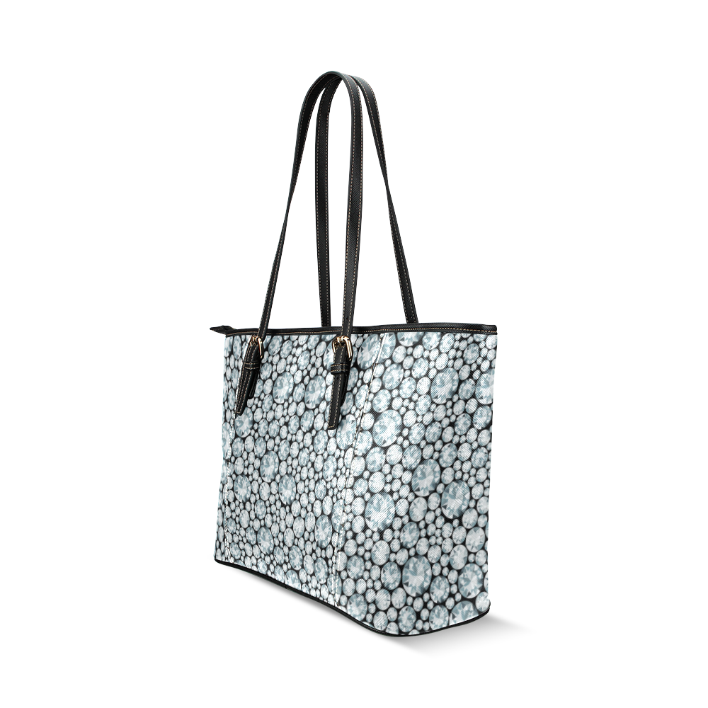 Luxurious white Diamond Pattern Leather Tote Bag/Large (Model 1640)