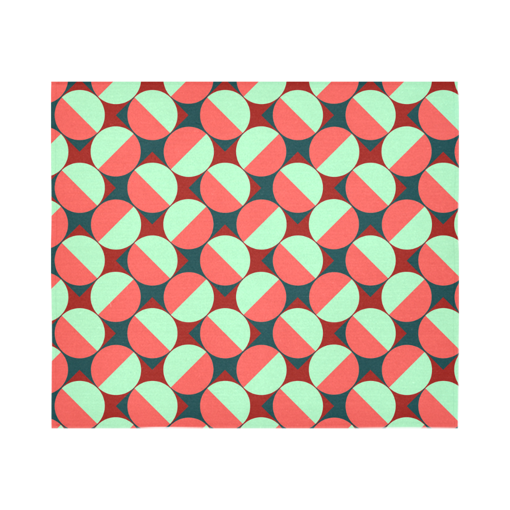 Modernist Geometric Tiles Cotton Linen Wall Tapestry 60"x 51"