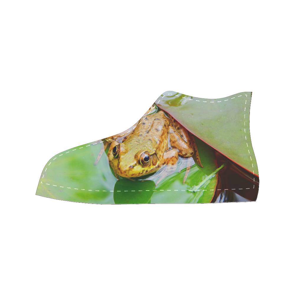 Frog on a Lily-pad Women's Classic High Top Canvas Shoes (Model 017)