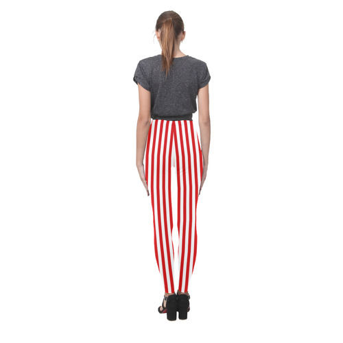 Red and White Stripes Cassandra Women's Leggings (Model L01)