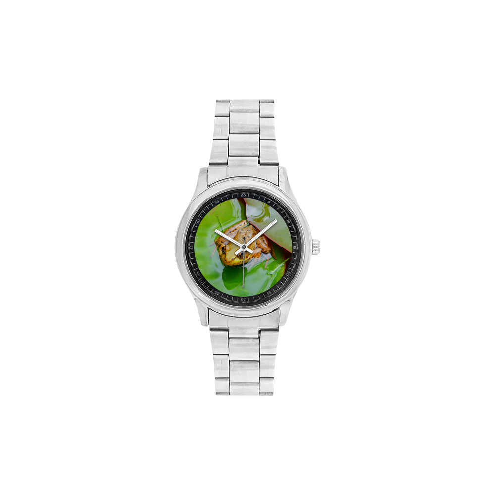 Frog on a Lily-pad Men's Stainless Steel Watch(Model 104)