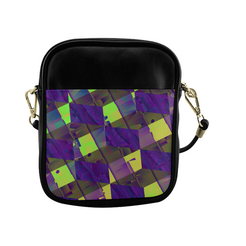 Yellow Blue and Green Colorful Abstract Sling Bag (Model 1627)