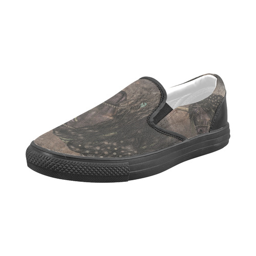 Dreamy Unicorn with brown grunge background Men's Slip-on Canvas Shoes (Model 019)
