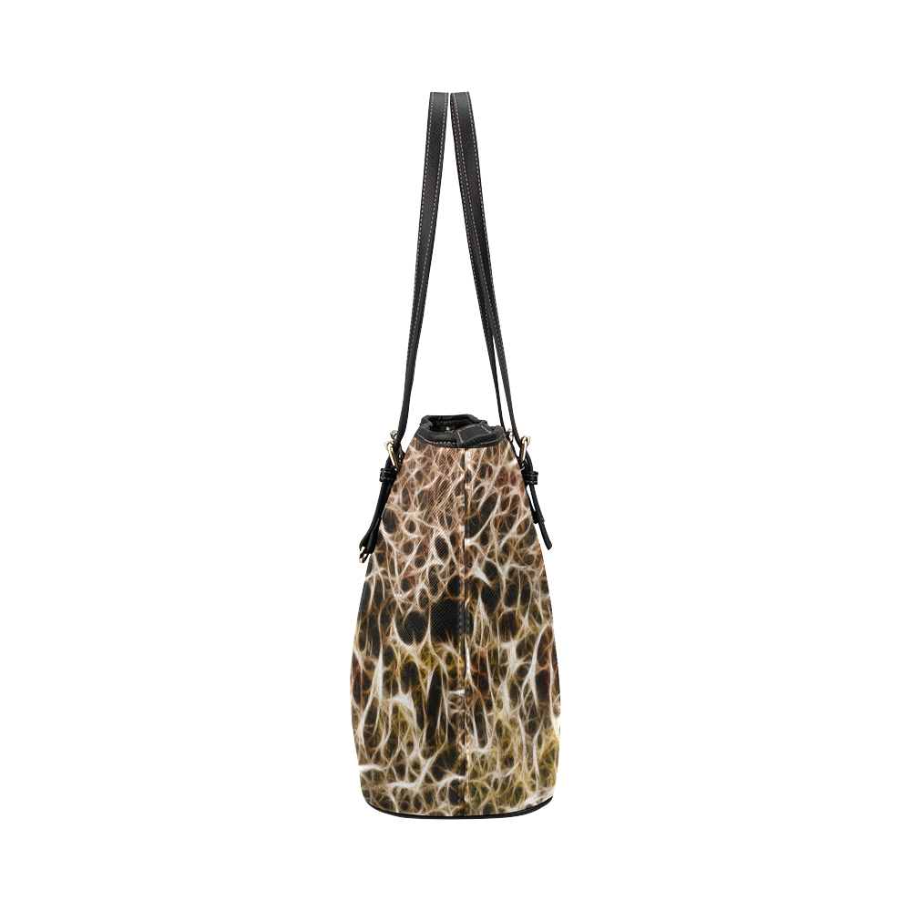 Misty Fur Coral - Jera Nour Leather Tote Bag/Large (Model 1651)