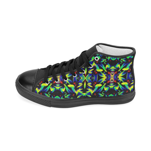 Cool Green Blue Yellow Design Women's Classic High Top Canvas Shoes (Model 017)
