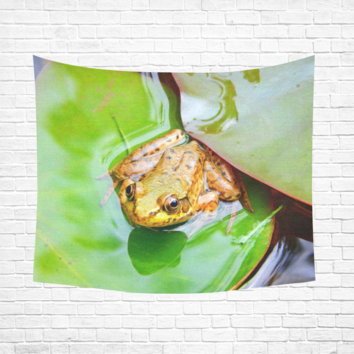Frog on a Lily-pad Cotton Linen Wall Tapestry 60"x 51"