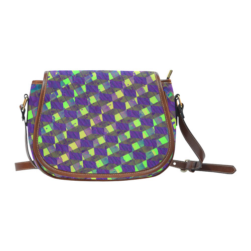 Yellow Blue and Green Colorful Abstract Saddle Bag/Small (Model 1649) Full Customization