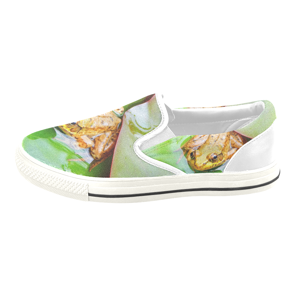 Frog on a Lily-pad Men's Unusual Slip-on Canvas Shoes (Model 019)