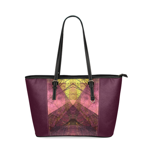 Purple Pink PATTERN GARDEN NO5C-Design-7_ Leather Tote Bag/Small (Model 1640)