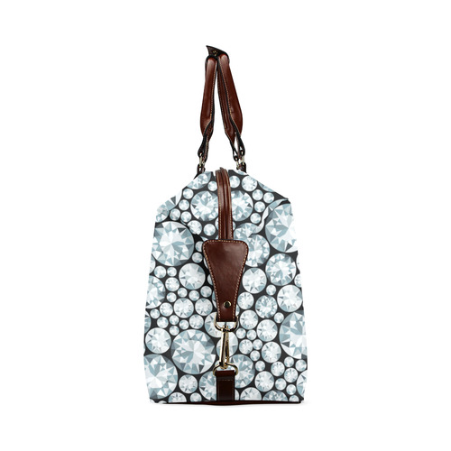 Luxurious white Diamond Pattern Classic Travel Bag (Model 1643)