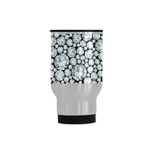 Luxurious white Diamond Pattern Travel Mug (Silver) (14 Oz)