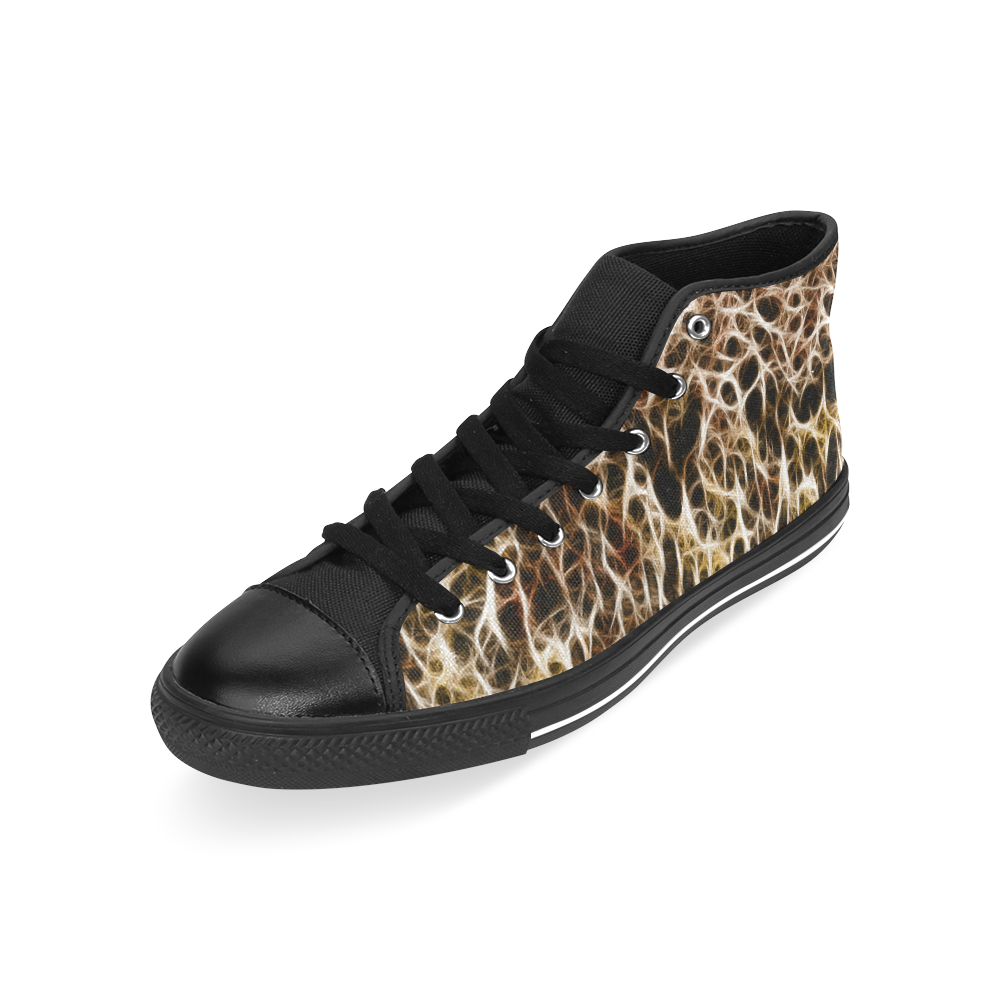 Misty Fur Coral - Jera Nour Men’s Classic High Top Canvas Shoes /Large Size (Model 017)