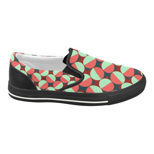 Modernist Geometric Tiles Women's Slip-on Canvas Shoes (Model 019)