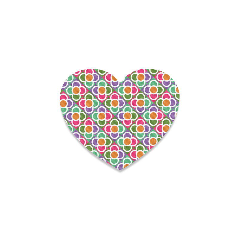 Modernist Floral Tiles Heart Coaster