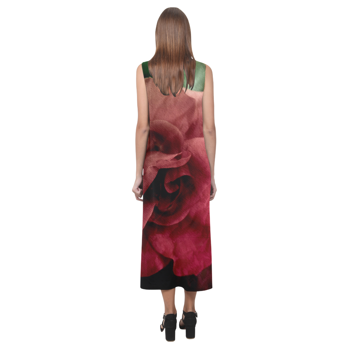 Rose Phaedra Sleeveless Open Fork Long Dress (Model D08)