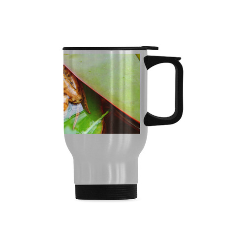 Frog on a Lily-pad Travel Mug (Silver) (14 Oz)