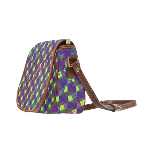 Yellow Blue and Green Colorful Abstract Saddle Bag/Small (Model 1649) Full Customization