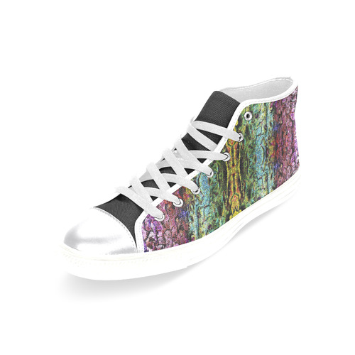 Abstract, Yellow Green, Purple, Women's Classic High Top Canvas Shoes (Model 017)