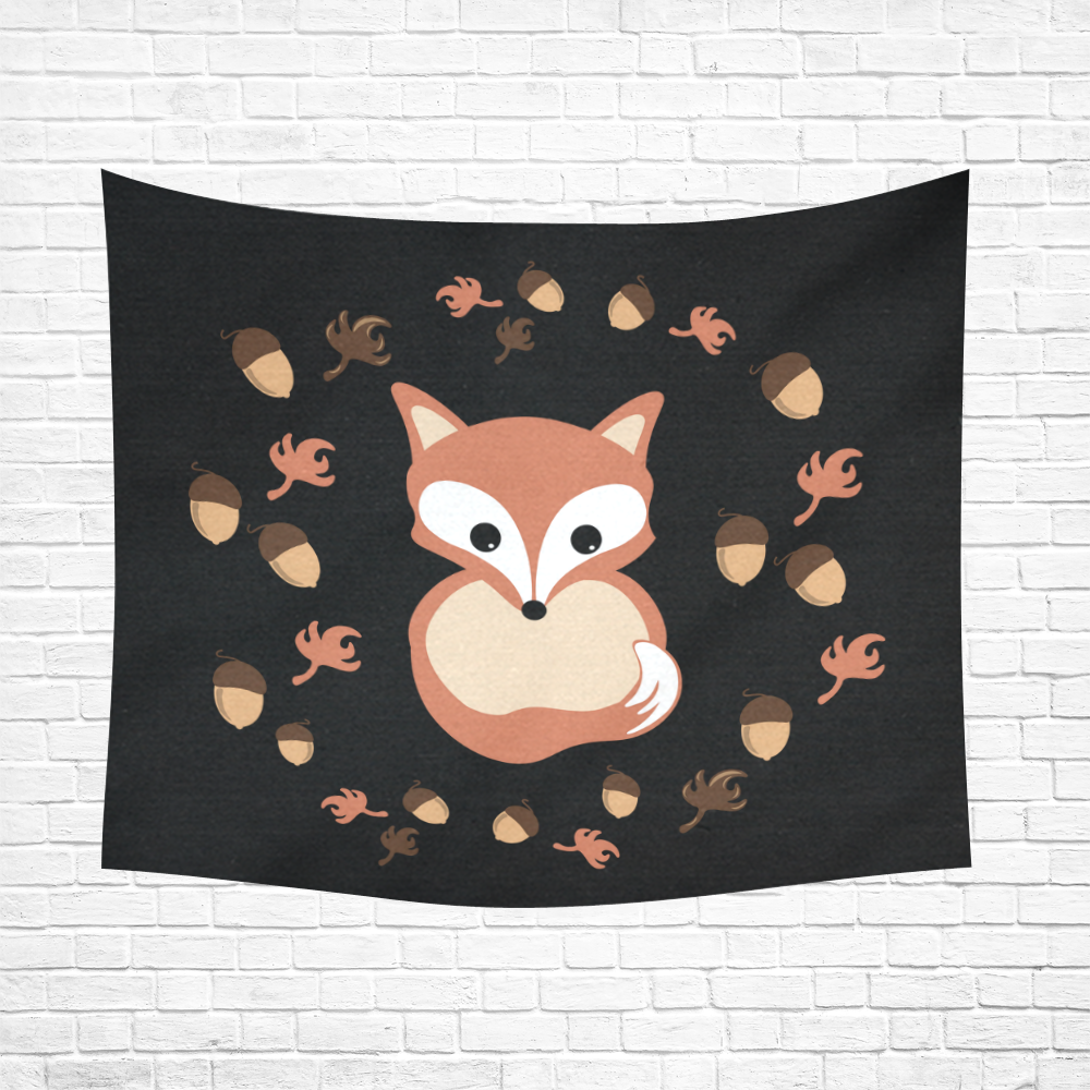 Fox in autumn Cotton Linen Wall Tapestry 60"x 51"