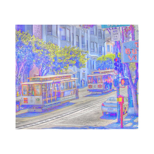 San Francisco neon Cotton Linen Wall Tapestry 60"x 51"
