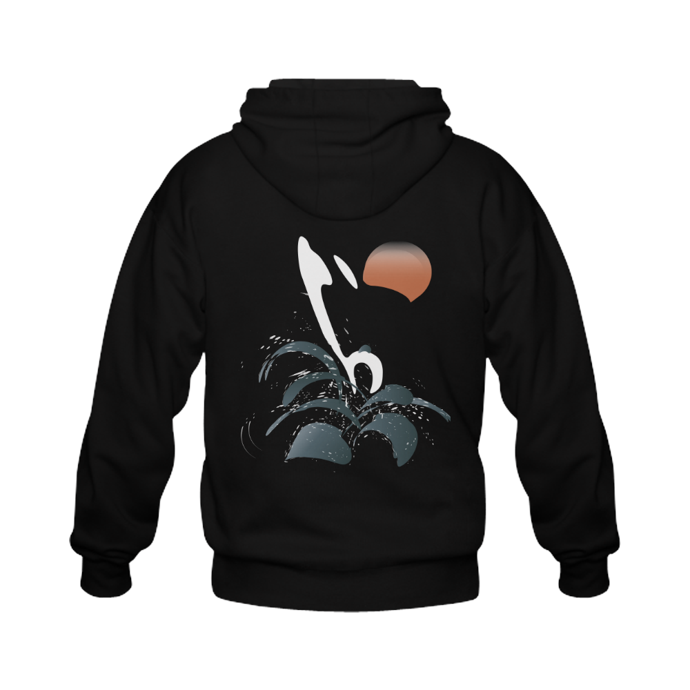 Orca illustration Gildan Full Zip Hooded Sweatshirt (Model H02)