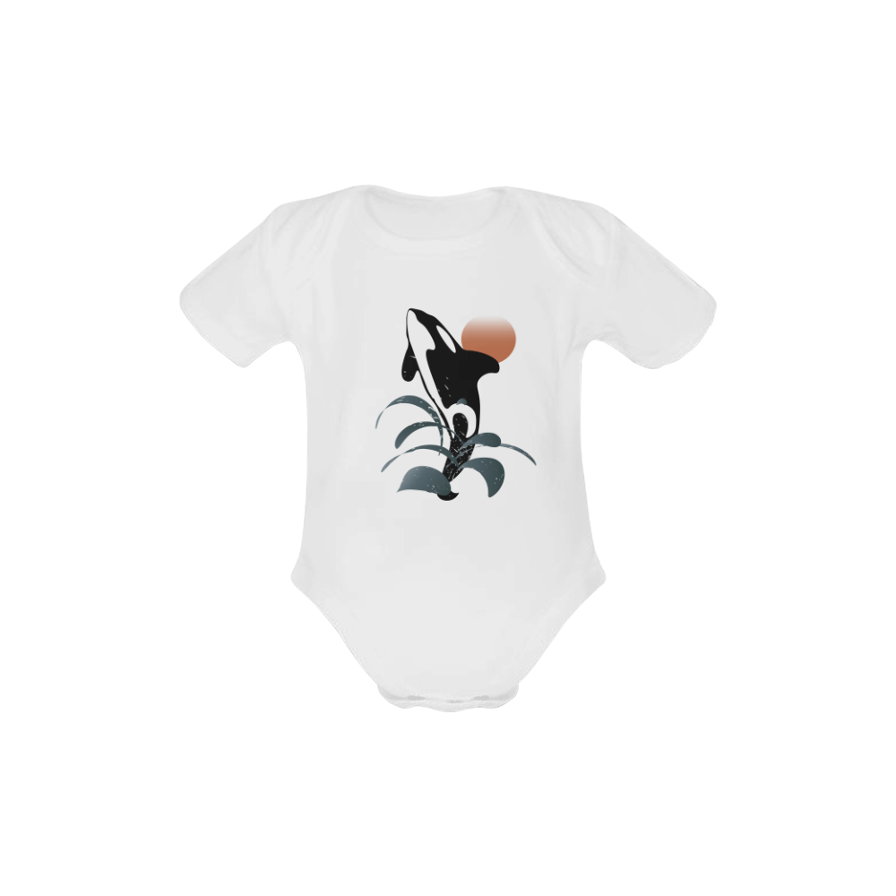 Orca illustration Baby Powder Organic Short Sleeve One Piece (Model T28)