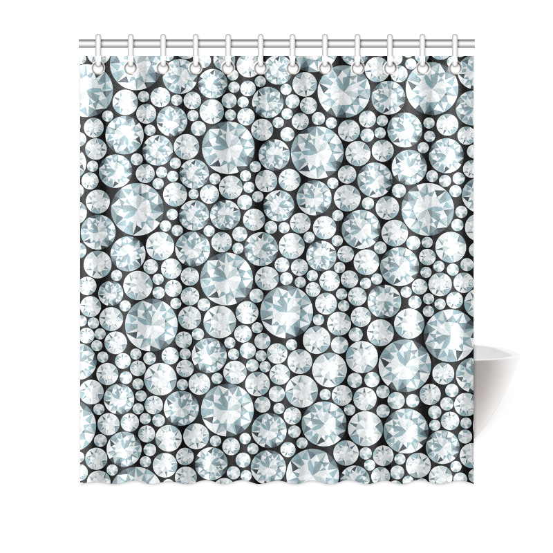 Luxurious white Diamond Pattern Shower Curtain 66"x72"