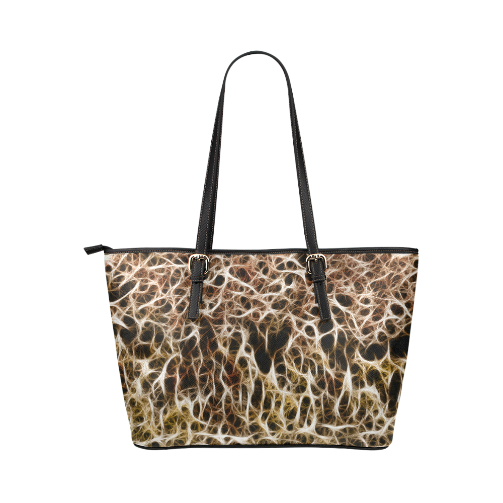 Misty Fur Coral - Jera Nour Leather Tote Bag/Small (Model 1651)