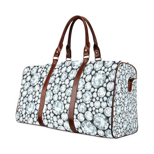 Luxurious white Diamond Pattern Waterproof Travel Bag/Small (Model 1639)