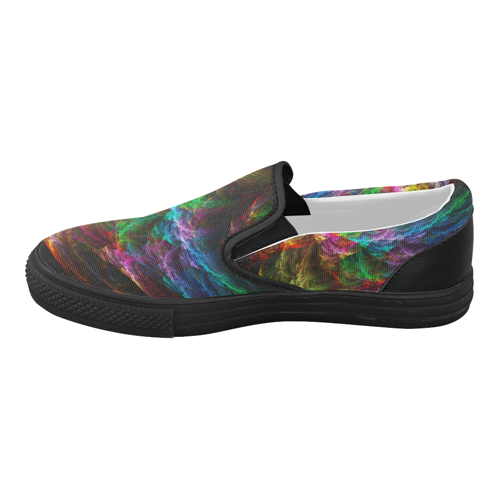 Colorful Abstract Fractal Tornado Women's Slip-on Canvas Shoes (Model 019)