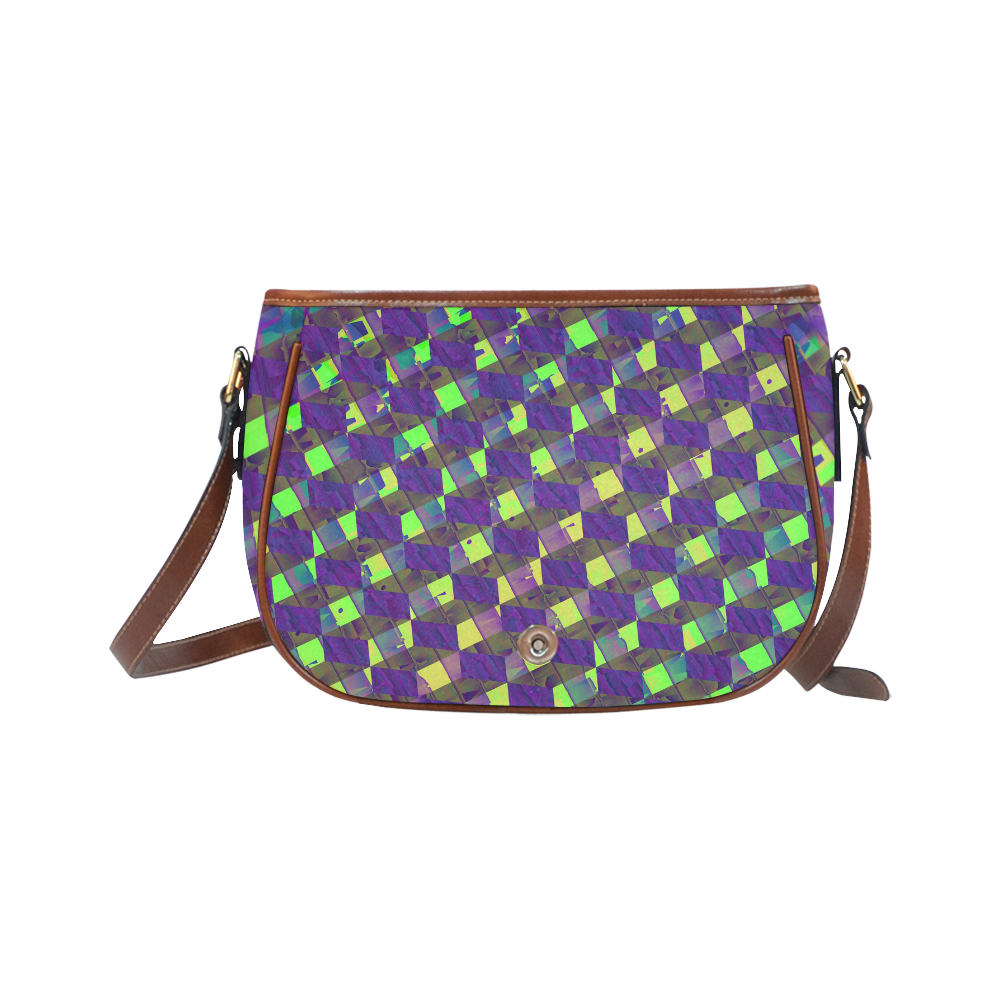 Yellow Blue and Green Colorful Abstract Saddle Bag/Small (Model 1649) Full Customization