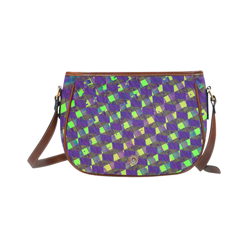 Yellow Blue and Green Colorful Abstract Saddle Bag/Small (Model 1649) Full Customization