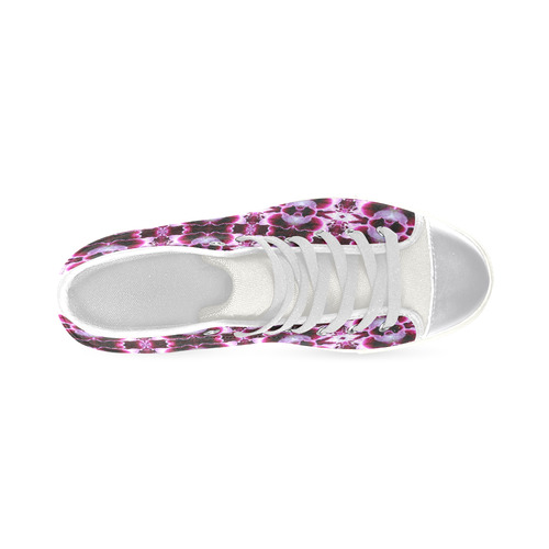 Purple White Flower Abstract Pattern Women's Classic High Top Canvas Shoes (Model 017)