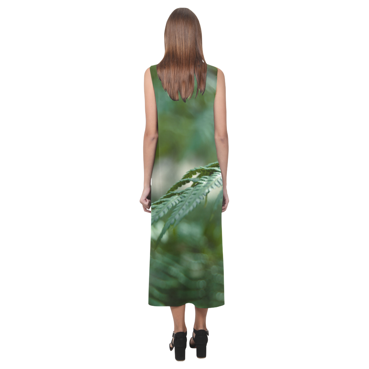 Nature green Phaedra Sleeveless Open Fork Long Dress (Model D08)