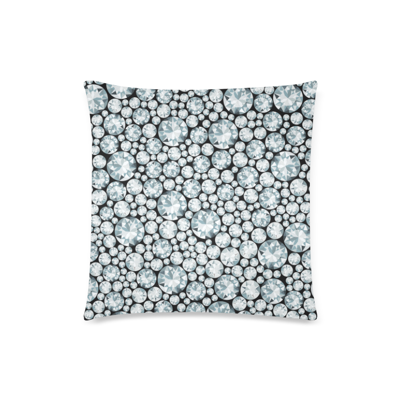Luxurious white Diamond Pattern Custom Zippered Pillow Case 18"x18"(Twin Sides)