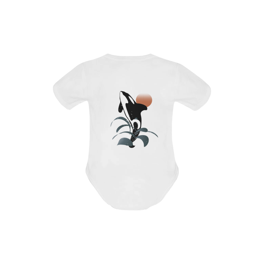 Orca illustration Baby Powder Organic Short Sleeve One Piece (Model T28)