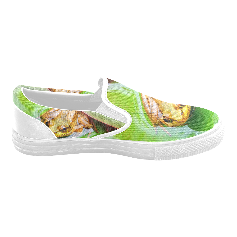 Frog on a Lily-pad Men's Slip-on Canvas Shoes (Model 019)