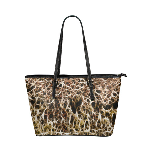 Misty Fur Coral - Jera Nour Leather Tote Bag/Large (Model 1651)