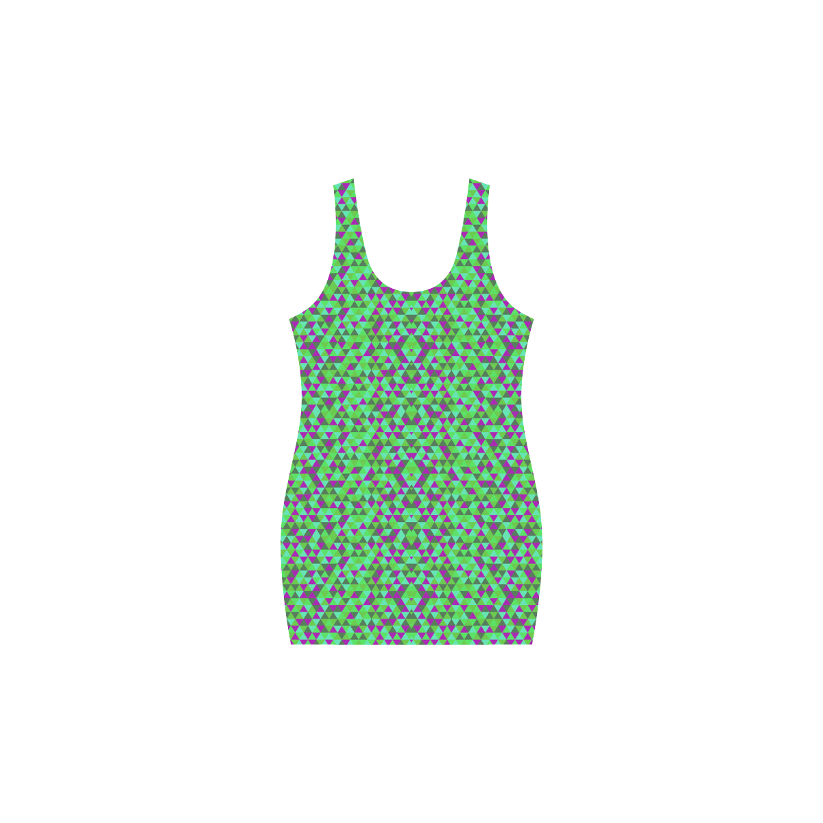 Fucsia and green mini rectangles Medea Vest Dress (Model D06)