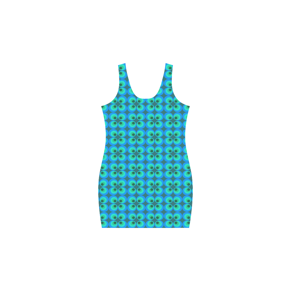 Blue and green retro circles Medea Vest Dress (Model D06)
